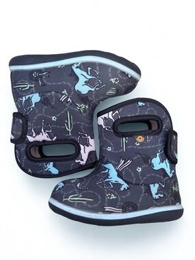 Bogs Baby Bogs II Horses boots sz 5 Dark Gray Multi